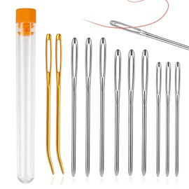 DONGFANGB Jumbo Knitting Needles, Crochet Knitting Darning Needles, Wool Needles, Knitting Needles, Stitch Needles, Stainless Steel, Storage Bottle Included, Rustproof, For Sewing, Sewing, DIY, Craft