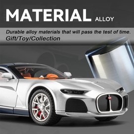 1/24 Collectible Model Car for Bugatti Atlantic Toy Car, Zinc Alloy Diecast Car Model Toy with Light and Sound Pull Back Vehicles for Kids Boys Birthday Festival Gift (Black)