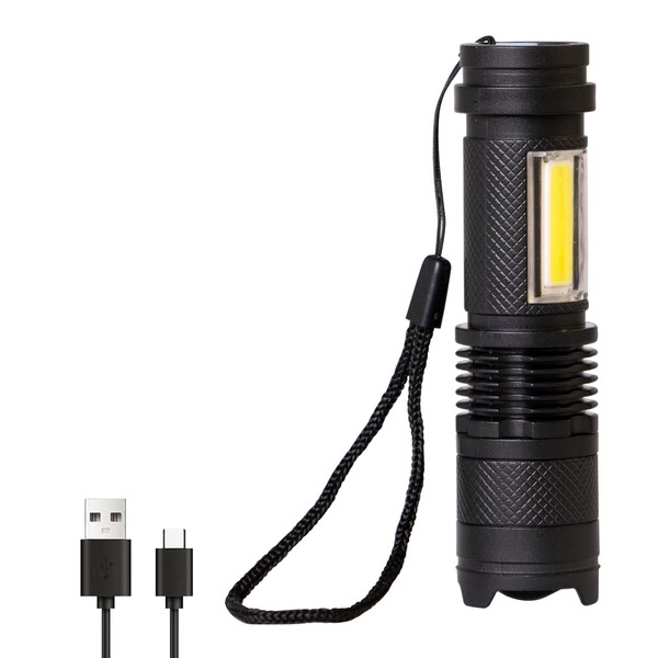 LQWELL® Mini Taschenlampe LED USB C Aufladbar, Zoombares Taschenlampen Klein