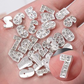 Alloy Numbers Nail Art Decorations, Digits 0-9 Nail Glitter Design, Silver Metal Big Number Nail Rhinestone Rivet Supplies for Women Girls Manicure Charms Decoration, DIY Jewelry Gems Making Craft