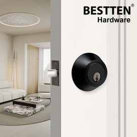 BESTTEN 3 Pack Keyed Alike Deadbolt, Single Cylinder Entry Door Lock with Same Key, 9 Keys Included, for Exterior Front Doors, Matte Black