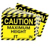 3.5x5 Inch Caution Maximum Height Sign Stickers,Self Adhesive Safety Warning
