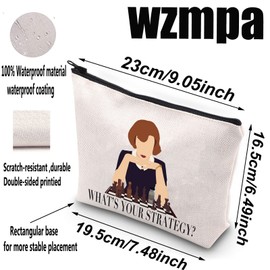 WZMPA Chess TV Series Beth Cosmetic Makeup Bag Chess Lovers Chess Master Gift What's Your Strategy Chess Player Zipper Pouch Bag, Your Strategy, Fit