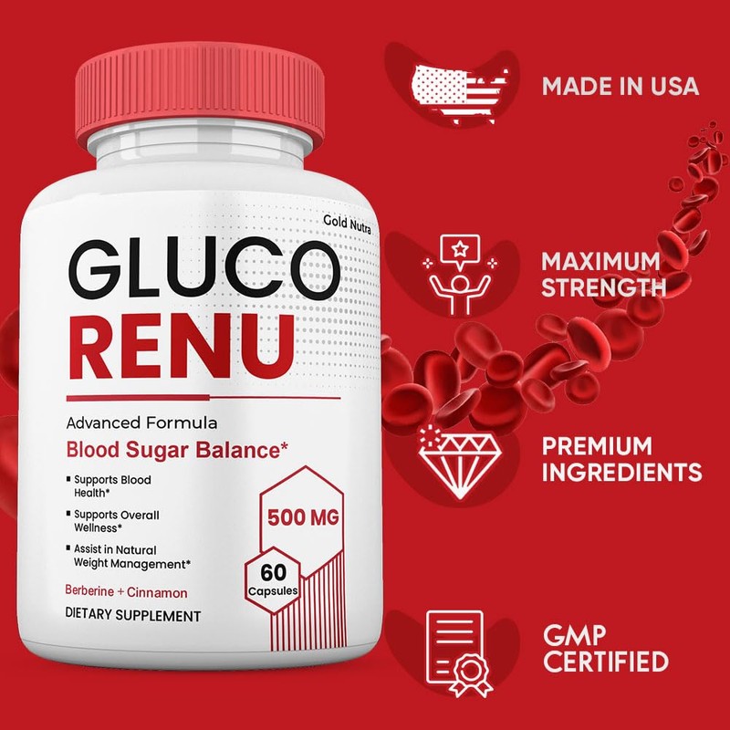 Gold Nutra GlucoRenu Capsules, GlucoRenu Pills, Maximum Strength All Natural