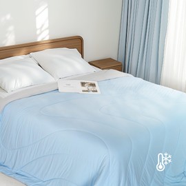 dennylife Cooling Comforter Twin Size, Double-Sided Cool Touch Cooling Blanket for Hot Sleepers, Q-Max 0.4 Summer Breathable Cooling Quilt, Oeko-TEX Certified, CS-TN1-BL