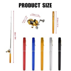 Pocket Size Fishing Rod, Portable Collapsible Micro Pen Fishing Rod Reel Combo Set,Equipped with a Rotating Scroll, Suitable for Saltwater, Freshwater, and sea Travel (Silvery)