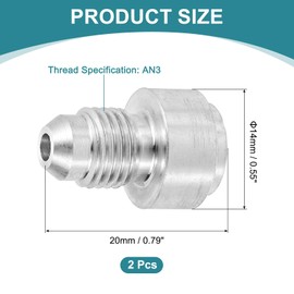 sourcing map 2Pcs Male 3AN Weld on Bung Fitting, Aluminum Alloy Flare Union Coupler for Automotive Replacement Fuel System Fittings, Silver