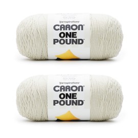 Caron One Pound Off White Yarn - 2 Pack of 454g/16oz - Acrylic - 4 Medium (Worsted) - 812 Yards - Knitting/Crochet