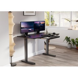 YDN Standing Desk with Drawers, 55 x 24 Inch Adjustable Height Stand Up Desk, Sit Stand Computer Desk for Home Office, Black