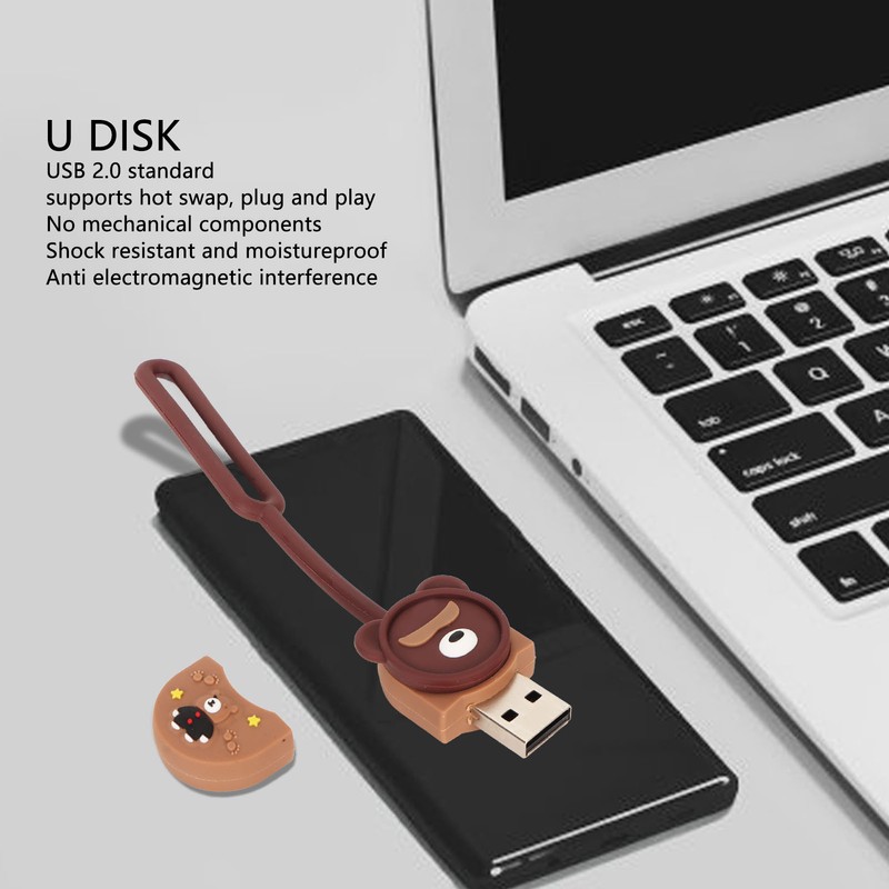 Cartoon USB Flash Drive Brown Bear Standard USB2.0 Plug and