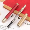 Jinhao 92 Pluma estilográfica roja punta media, metal sólido con