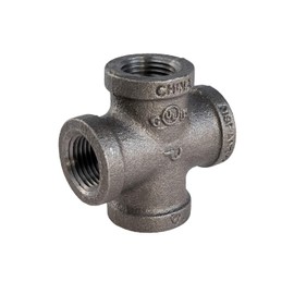 Everflow Supplies BMCR0014 Black Malleable Cross Fitting, 0.25 Inch