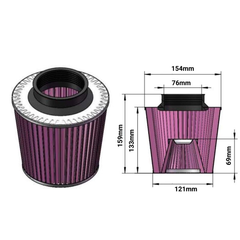 3 inch Intake Pipe Cold Air Intake with Filter Fit
