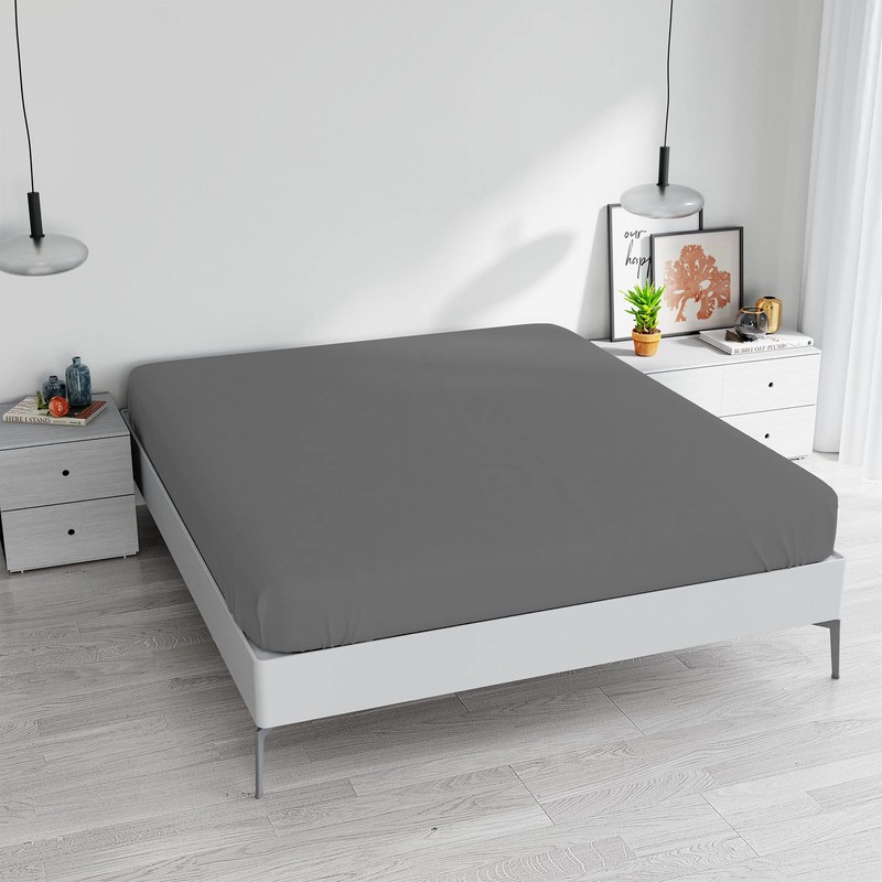 Max Color Fitted Sheet, Smoky Grey, Double 170x200 cm