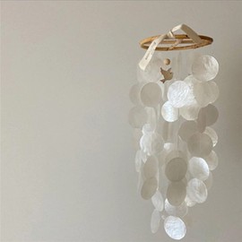 ZOYIEP Wind Chime Capiz Shells Mother of Pearl Shells in White for Home Hanging Ornaments Nursery Decoration (Large)