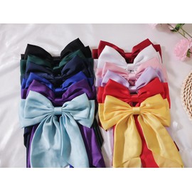 SUSULU 12pcs Large Hair Bows for Women,Big Hair Bow Barrette Bows Hair Clips with Long Tail Vintage French Bows Clips for Women Party Hair Accessories