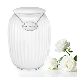 SOITIS Ceramic Cremation Urn for Adult Female Male, 8.27 inch Memorial Urns for Human Ashes, Keepsake for Funeral for Women Men, Decorative Urns for Human Ashes
