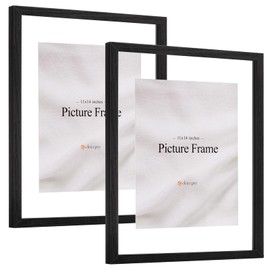 eletecpro 11x14 Floating Picture Frames Set of 2, Clear Double Glass Picture Frames for Wall Mount, Vertical or Horizontal Display Multi-Size Photos and Artworks up to 11x14 Inches, Home Decor, Black