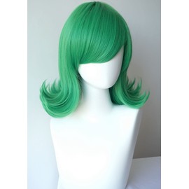 Short Green Wrist for Women Green Wavy Green Female Synthetic Costume 14 Inch for Tatsumaki Costume