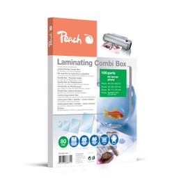 Peach PPC500-03A Laminating Pouches A4, A5, A6 Economy Set – 80 Micron – 100 Pouches – Glossy – Compatible with Laminators of All Brand Manufacturers