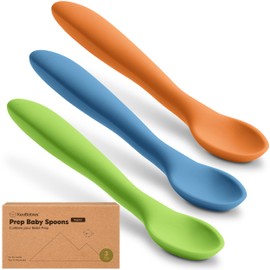 KeaBabies Silicone Baby Spoons, Self Feeding 6-12 months - 3-Pack Baby Weaning Eating Utensils, Toddler First Food Training Spoon, Infant, Kids Feeding Supplies Essential Set, Dishwasher-safe (Kea)