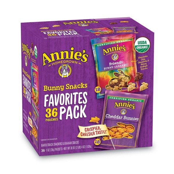 Annie's Homegrown Homegrown Bunny Snacks 36 Pouches 1 Oz Favorites Pack Net Wt 36 Oz
