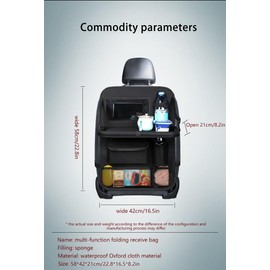 Car Rear Seat Organizer, Footrest Rear Seat Protector with Folding Tablet Holder, Multi-Pocket Rear Seat Organizer with Tablet Holder, Snack and Drink Toy Organizer, Car Travel Accessories (Black)