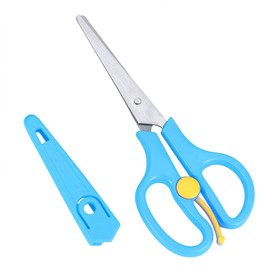 Food Shears Stainless Steel Baby Scissors Food Scissor with Plastic Cover for Toddlers, Preschool Training Kids Scissors(Blue)