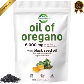 Oil of Oregano with Black Seed 6000mg – 300 Softgels – Immune & Digestive Suppor