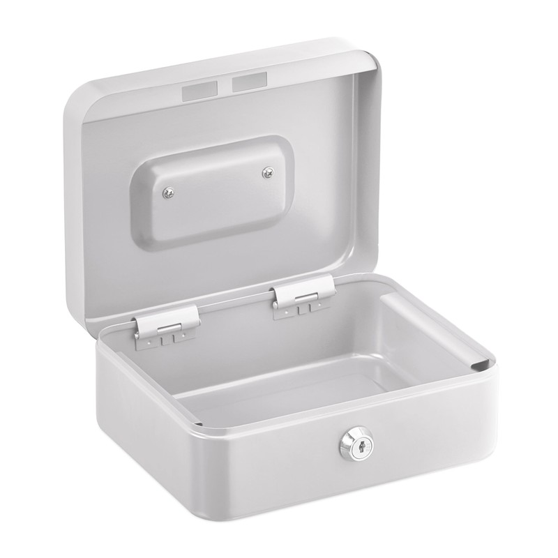 Relaxdays Lockable Cash Box, Removable Insert, 5 Compartments, Iron Cash