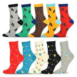 Women's Value 10-pack Cotton Crew Socks (Penguin-Hanging Socks)