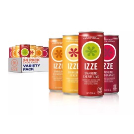CAN IZZE Sparkling Juice, 4 Flavor, Variety Pack, 8.4 Fl Oz Can (Pack of 24) Blackbe