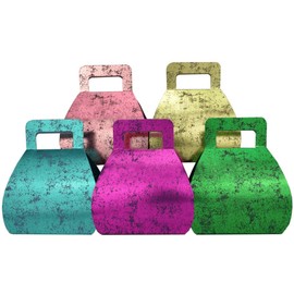 Vivid Wrap Party Favor Crushed Foil Folding Gift Box, 20-Pack, Assorted Colors