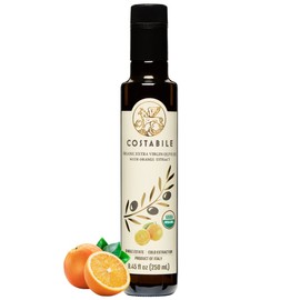 Costabile Orange Infused Olive Oil, Extra Virgin Organic from Italy. Polyphenol rich olive oil flavored with natural Italian orange. For salads, baking and cooking healthy keto friendly food 8.45Fl.Oz