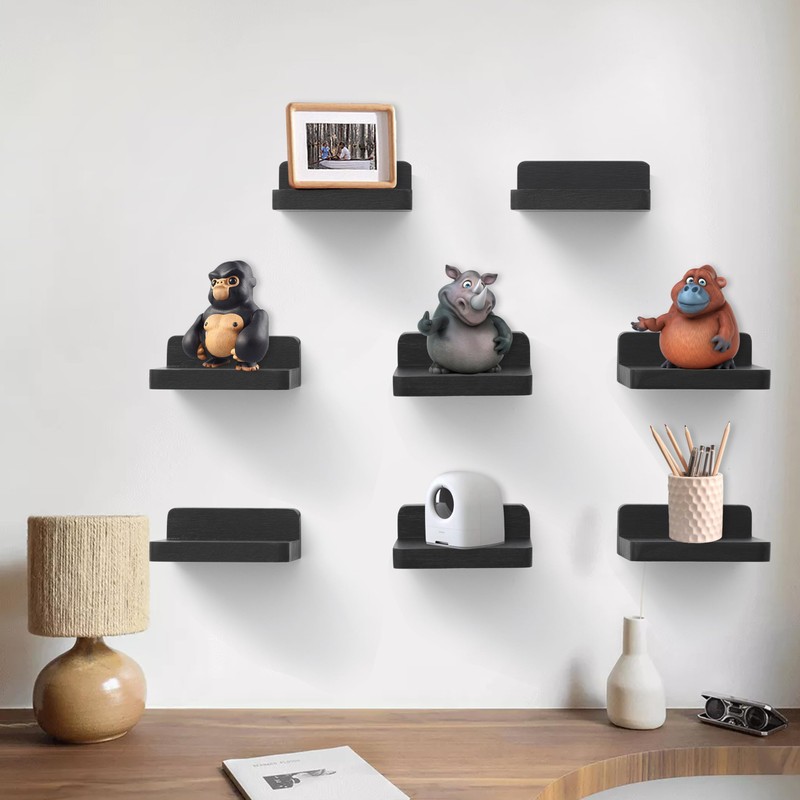PHOENANCEE Small Floating Shelves for Wall, Set of 4, Square