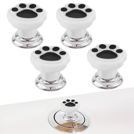 Toilet Flush Button Stickers for Easily Push, 4 pcs Cute Black White Cat Paw Flush Button for Toilet Seat Cabinet Doors Drawers