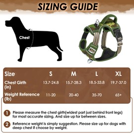 SlowTon No Pull Dog Harness, Heavy Duty No Choke Pet Harness with 2 Leash Clips and Easy Control Vertical Handle, Adjustable Soft Padded Dog Vest for Small, Medium and Large Dogs(Green Camo, Medium)