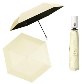 LEA RON One-Touch Automatic Open and Close Folding Umbrella, Lightweight, Approx. 7.4 oz (210 g), Button Type, Fully Blackout, Sun Protection, 4 Layer Structure, For Rain or Shine, Women’s, champagne
