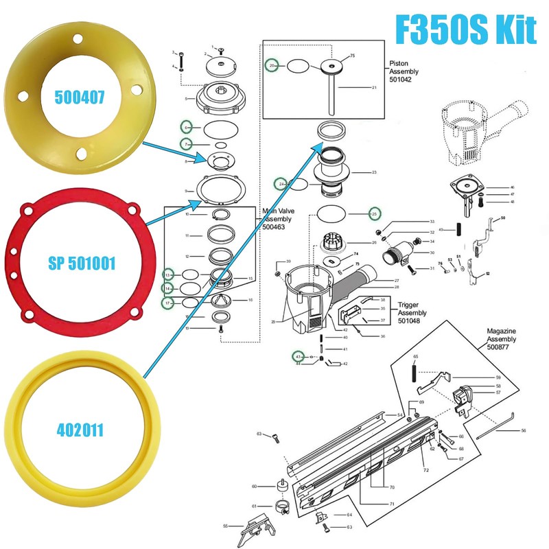 219235 O-Ring Repair Kit for Paslode F350S F250s Framing Nailer,Include