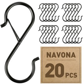 20 Pcs S Hooks Hanging Safety Buckle, 3.5 Inch Stainless-Steel Heavy-Duty S Hooks, Kitchen Pot Rack Hooks, Closet Hooks for Hanging Kitchen Utensil, Pots and Pans, Clothes, Plants, Towels, Bags