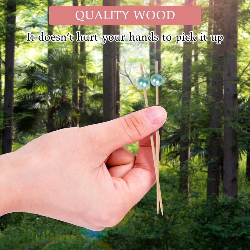 100Pcs Cocktail Sticks for Food Biodegradable Fruit Stick Bamboo Skewers