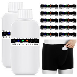 Jiuguva 13 Pcs Urine Test Complete Kit Includes 1 Lining Pocket Boxer Briefs 2 Portable Empty Urine Temperature Bottle 10 Adhesive Temperature Strips(Large)