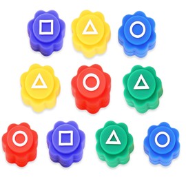 10Pcs Gonggi Korean Play Game, Traditional Gonggi Play Tossing Stones with Geometric Symbols and Vibrant Colors, Classic Korean Folk Catching Toy Set for Stress-Relief, Family Fun