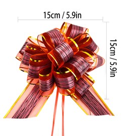 6 PCS Large Pull Bows, Gift Wrapping Bows, Gift Wrapping Ribbon Pull Bows Gift Bows for Wedding Gift Baskets, Party Gift Wrap Bows, Presents Decorating Bows, Holiday Decoration (Red)