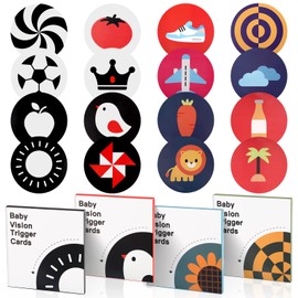 4 in 1 Contrast Cards Baby, Tikplus Black White Colourful Baby Flashcard 0-3-6-12-36 Months, 72 Pieces, 144 Pages High Contrast Baby Visual Stimulation Flashcards, Newborn Toy