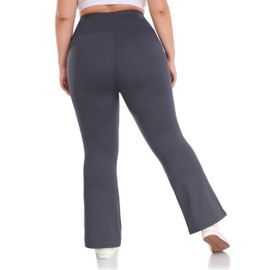 ZERDOCEAN Women's Plus Size Fleece Lined Flare Leggings Crossover High Waist Winter Thermal Yoga Bootcut Pants Bell Bottoms Dark Gray 1X