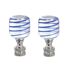 Aspen Creative 24011-12, 2 Pack Clear with Blue Line Glass Lamp Nickel Finish, 2" Tall Finial, Clear & Blue