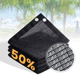 VICLLAX 50% Garden Shade Fabric Sun Shade Cloth Greenhouse Netting Outdoor Privacy Screen Mesh with Grommets for Garden, Patio, Pergola, Plants, 6×6 FT, Black