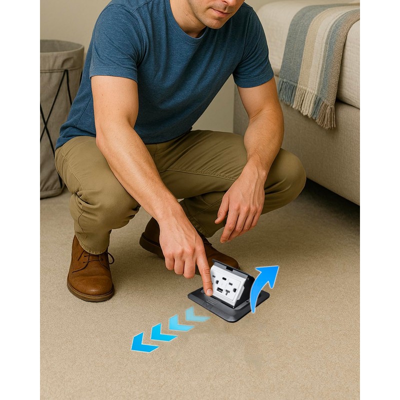 JACEPFY Pop Up Floor Outlet with Stainless Steel Cover 20amp