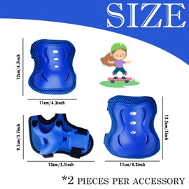LHLZNB Kids Sports Protective Gear Set，Kids Knee Pads Set，Knee Pads Elbow Pads Wrist Guards Set,Knee Elbow Pads with Adjustable Wrist Guards for Skateboard Inline Roller Skating Biking Riding (blue)